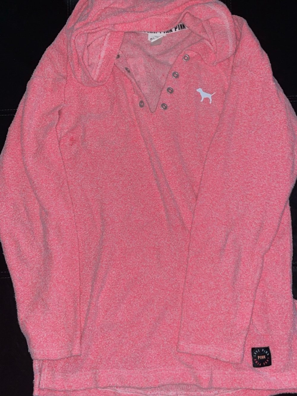 PINK Victoria's Secret Heathered Bubblegum Pink Sherpa Hooded Pullover